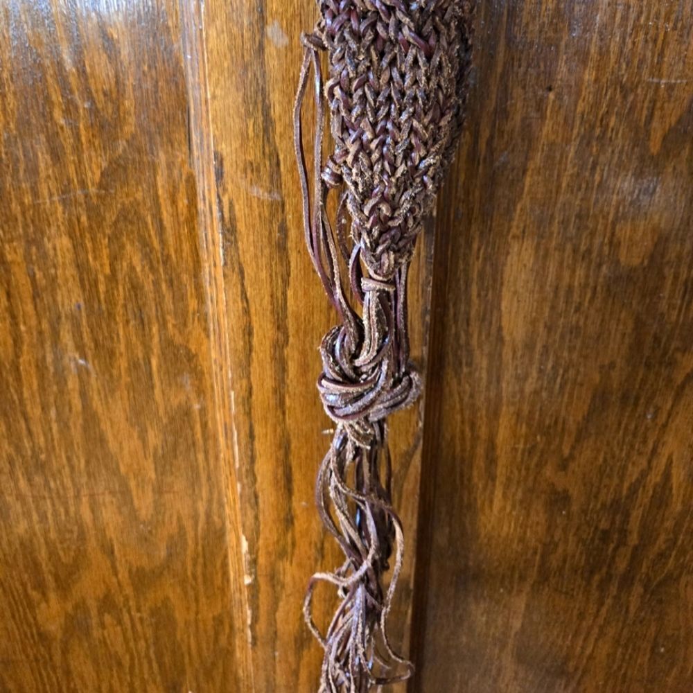 Vintage Woven Leather Belt with Fringe - Picture 5 of 6